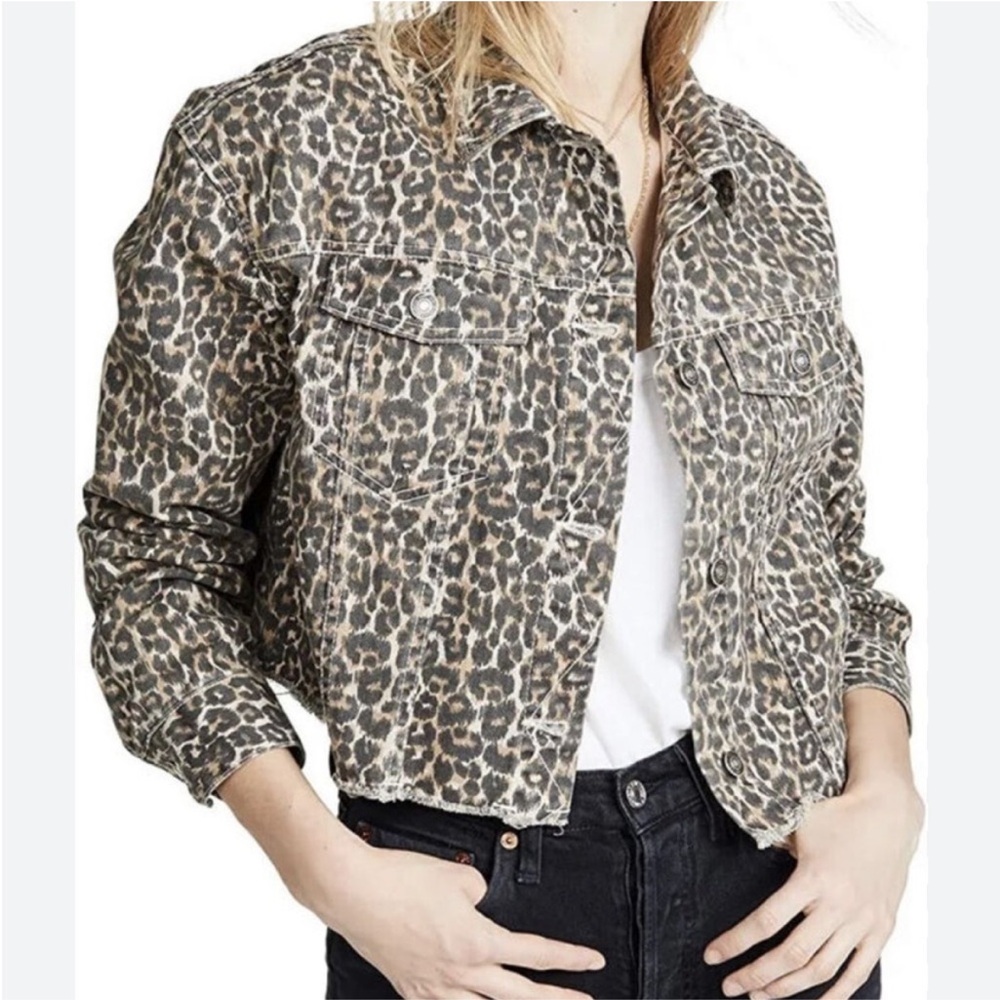 Free People | Animal Print Denim Jacket - Boho Chic - Neutral Edgy Layer - Picture 12 of 12